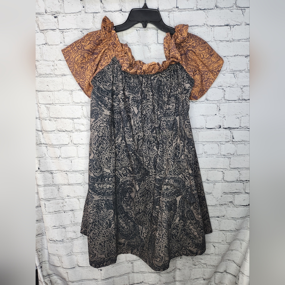 Free People Paisley Sophie Off The Shoulder Babydoll Dress Size Large
